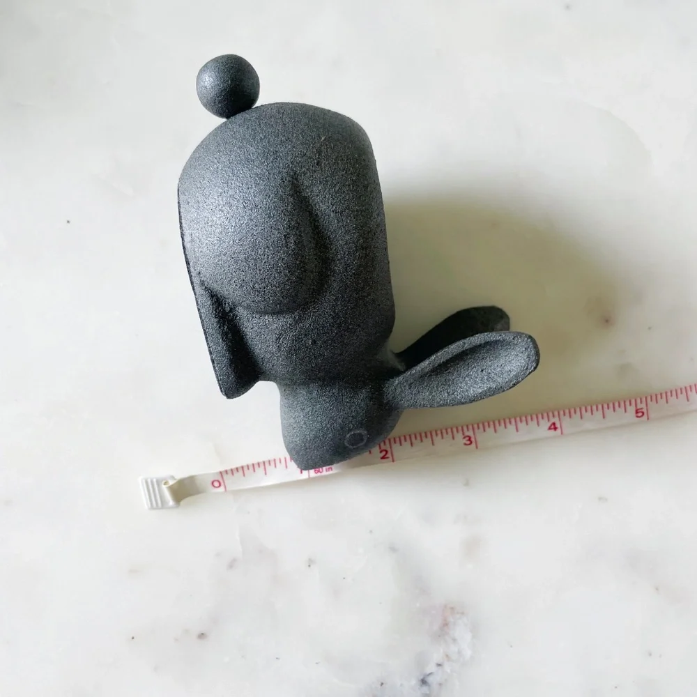 Crate & Barrel Gray Stone Bunny Rabbit Tea Light Candle Holder